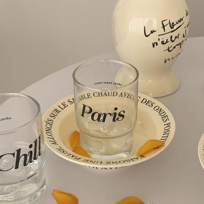 Tazza da Caffè Trasparente Coreana con Lettere Retrò Tazza per Coppia Dessert Tazza per Tè al Latte Bicchiere d'Acqua Tazze da Caffè Carine