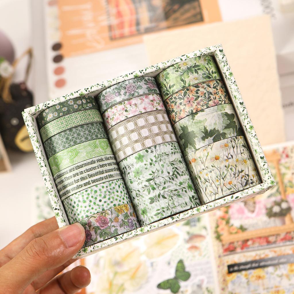 15 Rolls/box Plant Floral Washi Tape Set for DIY Decoration Notebooks Stationery