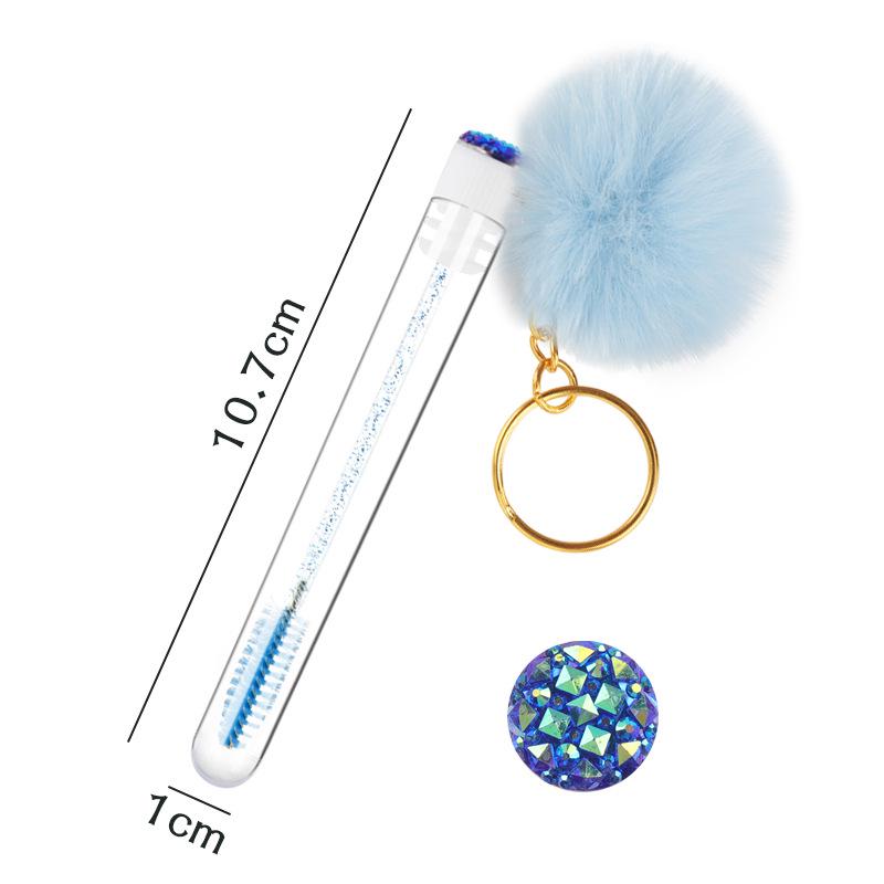 Gold Buckle Pompom Eyelash & Eyebrow Brush with Crystal Rod and Rabbit Ear Comb