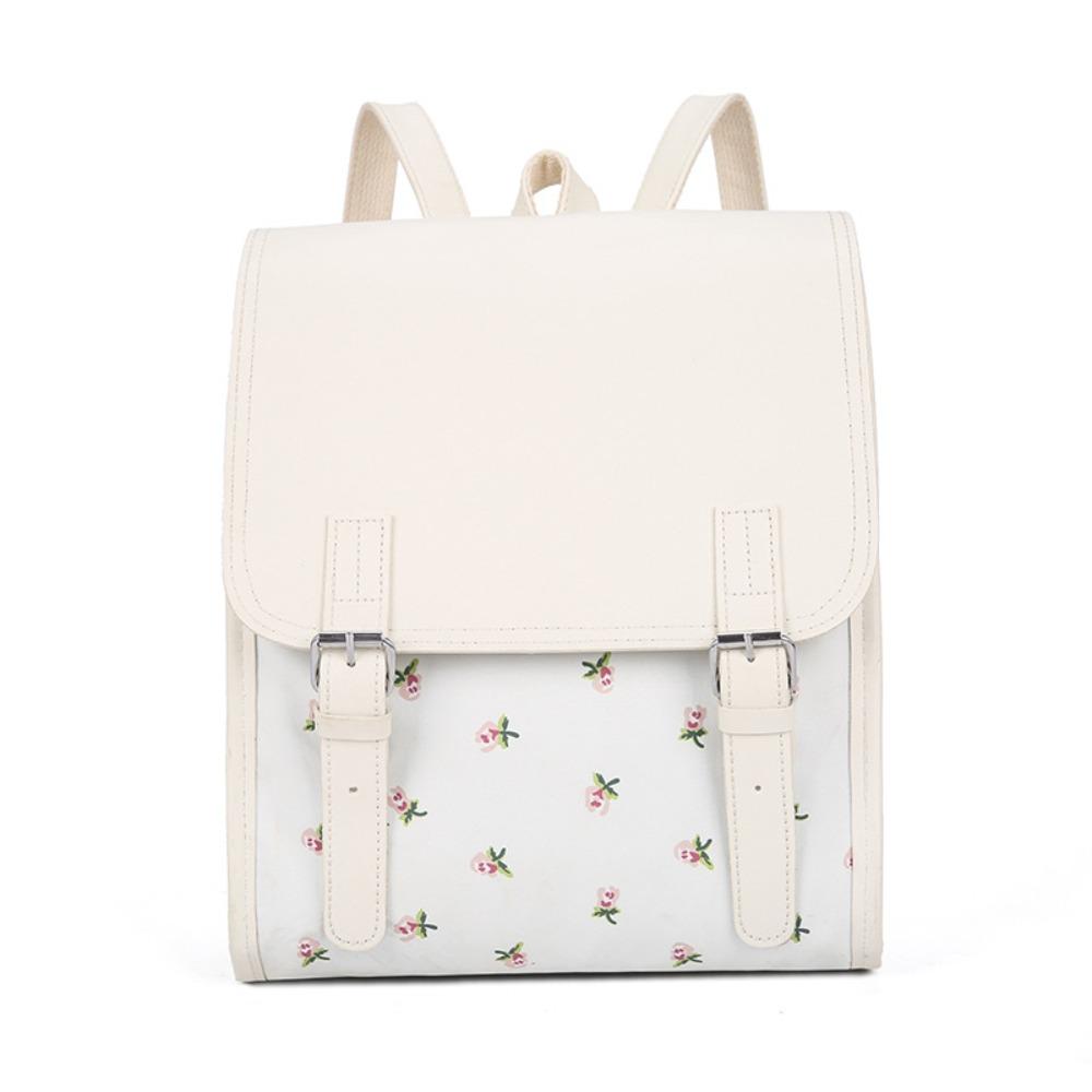 

Вместительный школьный портфель из ПУ кожи с откидным клапаном, эстетичный рюкзак с цветочным принтом для путешествий Style A