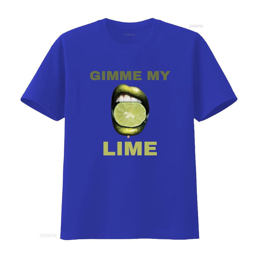 Gimme My Lime Funny Lips Niche Meme Print T Shirt Unique Design For Trendy Fashion Lovers Vintage Fashion Homme Soft