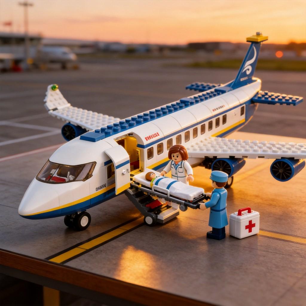 Set di Mattoncini Aereo di Soccorso Medico per Bambini Giocattolo Creativo Stem