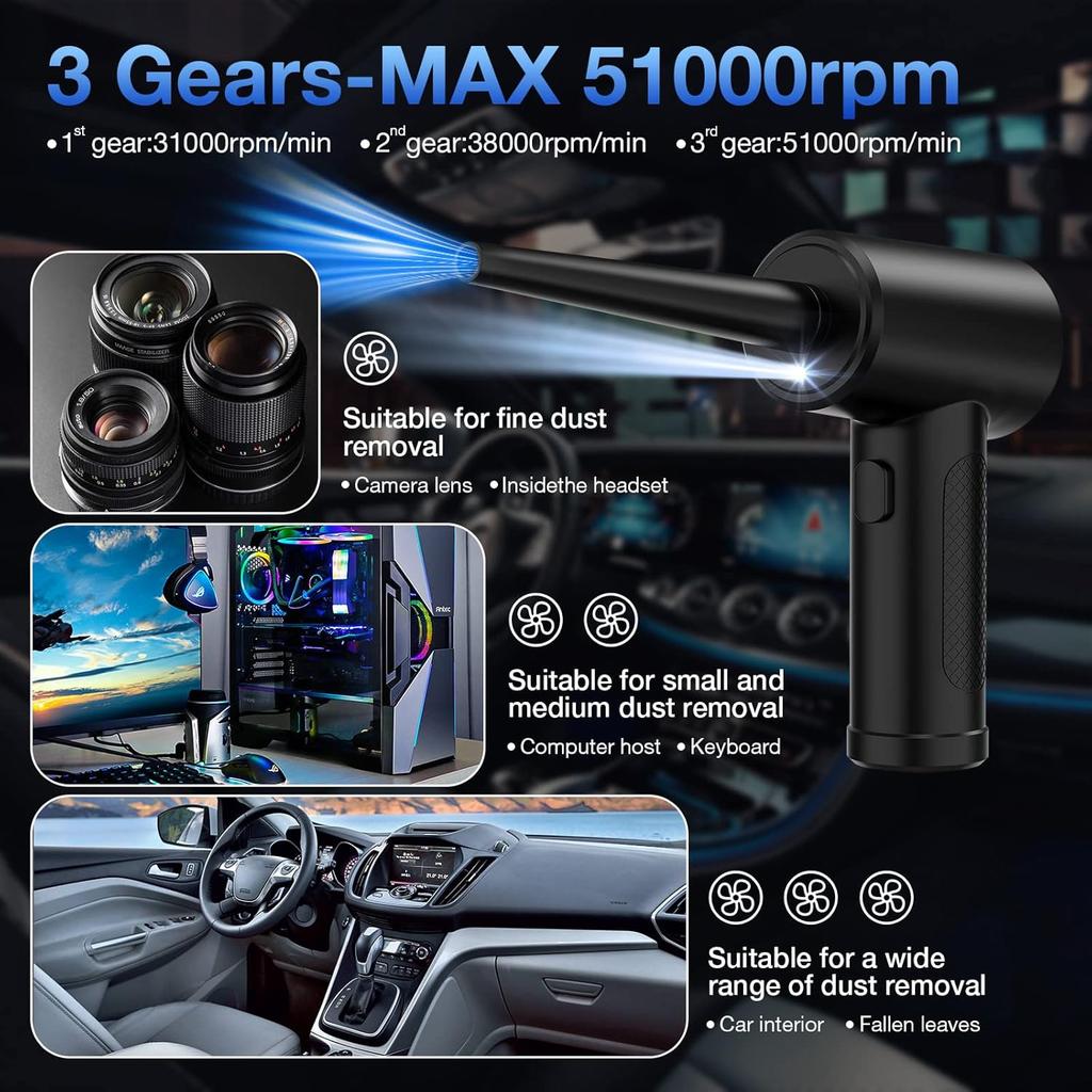 Vacuum Cleaner Wireless Air Duster Computer Keyboard Car Clean 51000RPM USB Portable Electric Dedusting Cordless Air Blower