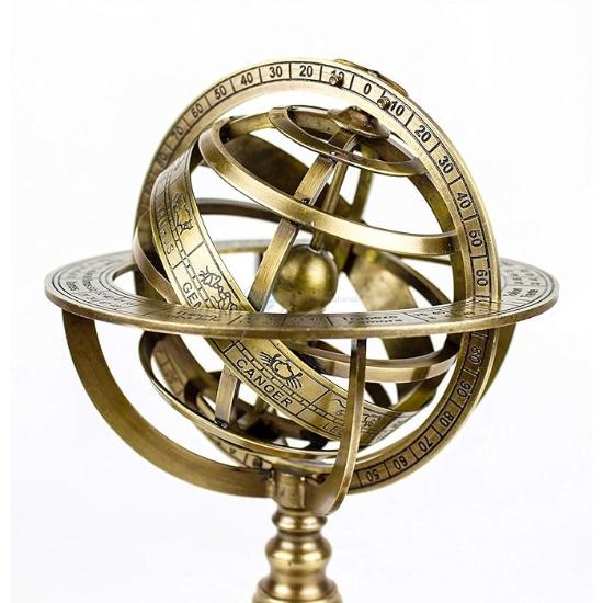 Astrolabium, Antik, 5 Zoll, Armillary, Messing, Tischglobus, Kugel, Holzsockel, Vintage-Geschenk – Messingglobus, Astrolabium, Armillary, Weihnachtsdekoration