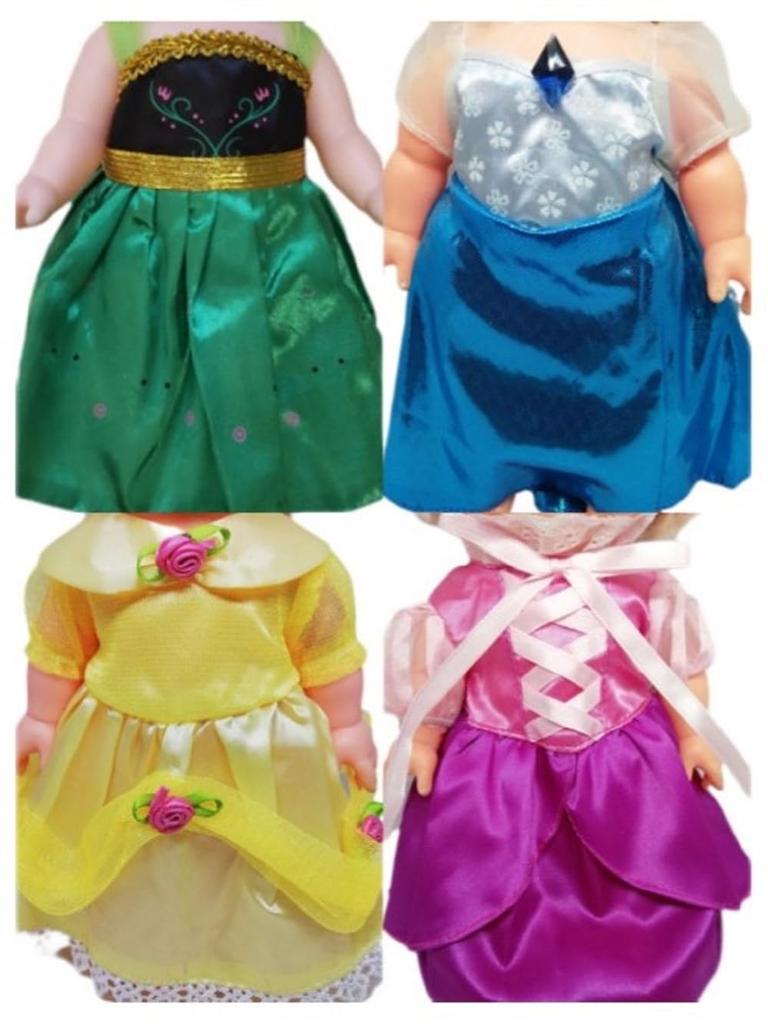 Princess Dress Up Fun 4-Piece Doll Clothes Set, Compatible with Dolls of 25-26cm Sizes, Compatible with Friends, 4 Interchangeable Outfits