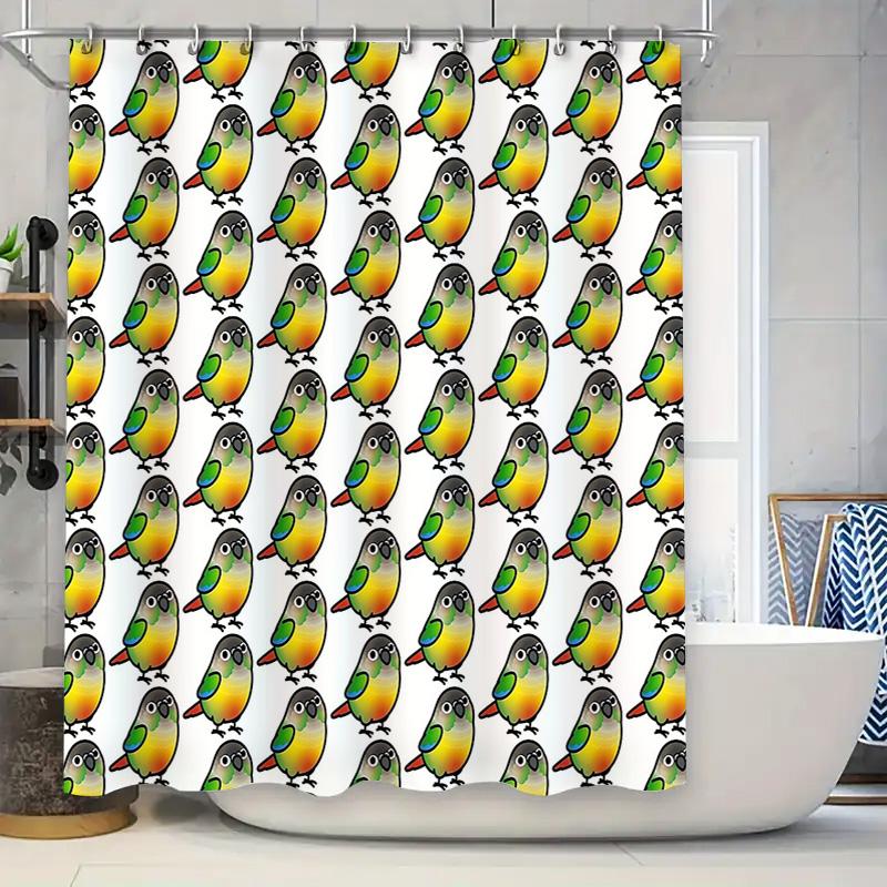 

Cute Parrot Shower Curtain Tropical Birds Pattern Bathroom Decor Sets Waterproof Fabric Liner Vintage Home Decor W60H190(CM)-1 Pcs