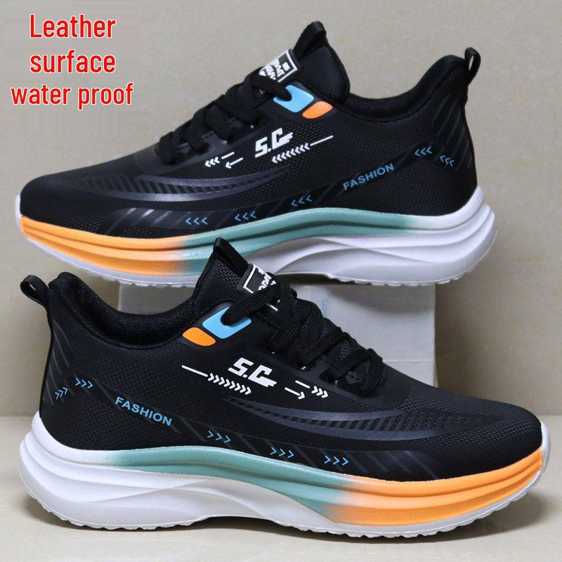 Trendiga vattentäta lädersneakers för män med sammetsfoder - Lätta, varma, mångsidiga för vinterlöpning och fritidsbruk.