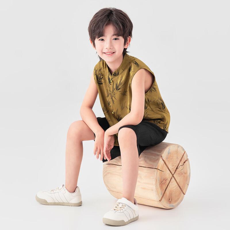 

Мальчиковый набор: жилет и шорты в китайском стиле с позолоченной тушью и бамбуком 120