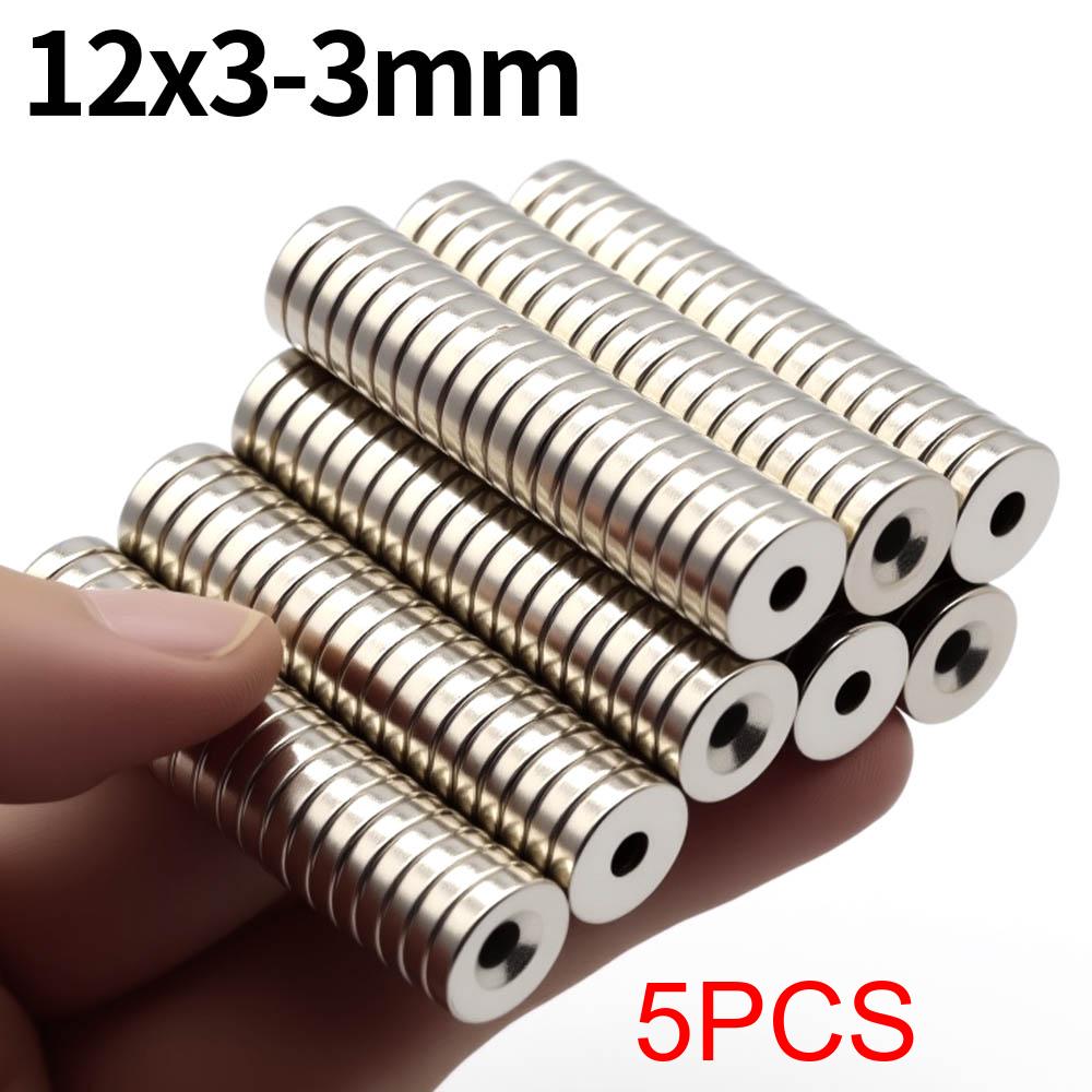 12x3-3mm Super Strong Neodymium Magnet N35 NdfeB Permanent Magnetic imanes Round With Holes Powerful Magnets Refrigerator Magnet