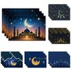 Ramadan Eid Placemats Islamic Mosque Crescent Moon Star Design Festive Table Decoration for Iftar Eid Al Fitr Durable Washable