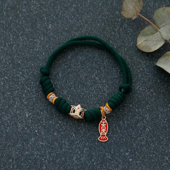 Pet Collar Adjustable Handmade Braided with Pendant Chinese Style Lion Small Dog Puppy Cat Necklace for Photograph