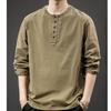 2025 Men Korean Fashion O Neck Tshirts Man Loose Long Sleeve Casual Top Male Streetwear Vintage T-Shirts Couple Sweatshirt