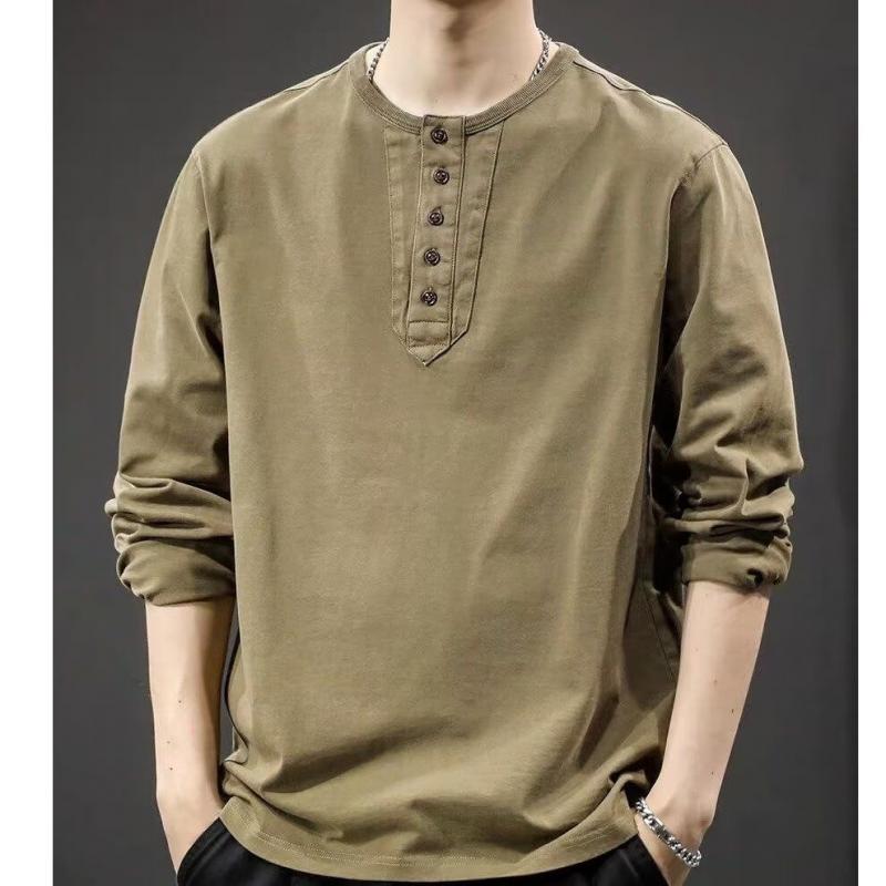 2025 Men Korean Fashion O Neck Tshirts Man Loose Long Sleeve Casual Top Male Streetwear Vintage T-Shirts Couple Sweatshirt
