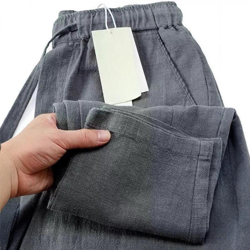 Linen Wide-leg Pants Women's Summer Straight Casual Trousers Fashion All-match Loose Thin Trousers