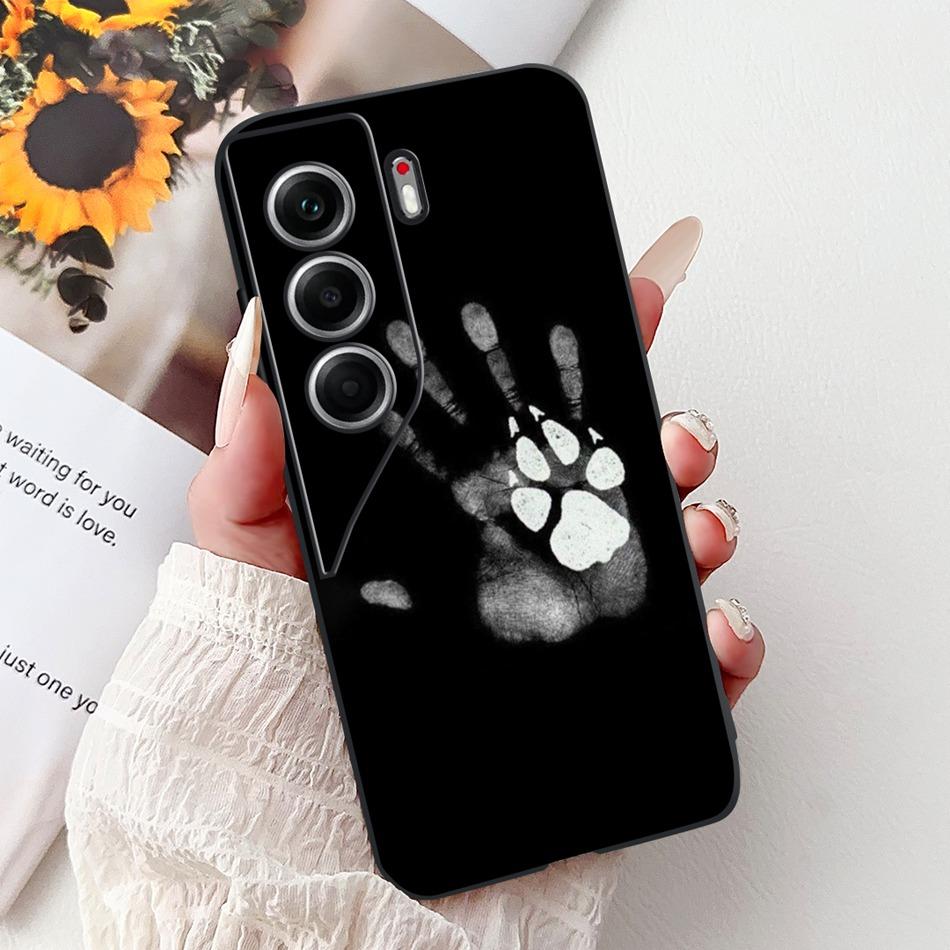 For Tecno Camon 40 Pro 4G Camon40 Elegant Floral Cat Phone Case For Camon 40 40Pro 4G CM6 CM5 Black Silicone Soft Cases Bumpers