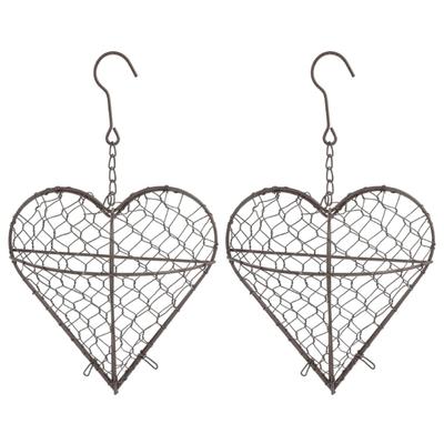 2Pack Decorative Iron Nesting Heart Nesting Materials Storage Box For Wild Bird Nest Building Supply Nesting Holder