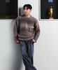 NODU Npn Gradient Boucle Two-Tone Striped Round Neck Long Sleeve Knit [Brown]