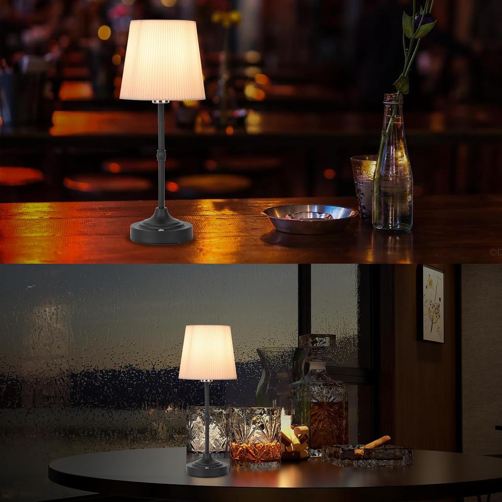 Fabric Shade Cordless LED Desk Lamp with Dimmer, Built-in Rechargeable Battery, 3-Level Brightness, Bedside Night Lamp,Patio Table Lamp, Ambient