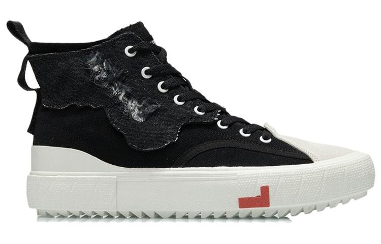 Li Ning CF Wear resistant And Lightweight High top Skateboard Shoes Men's Black White AGCR319-2