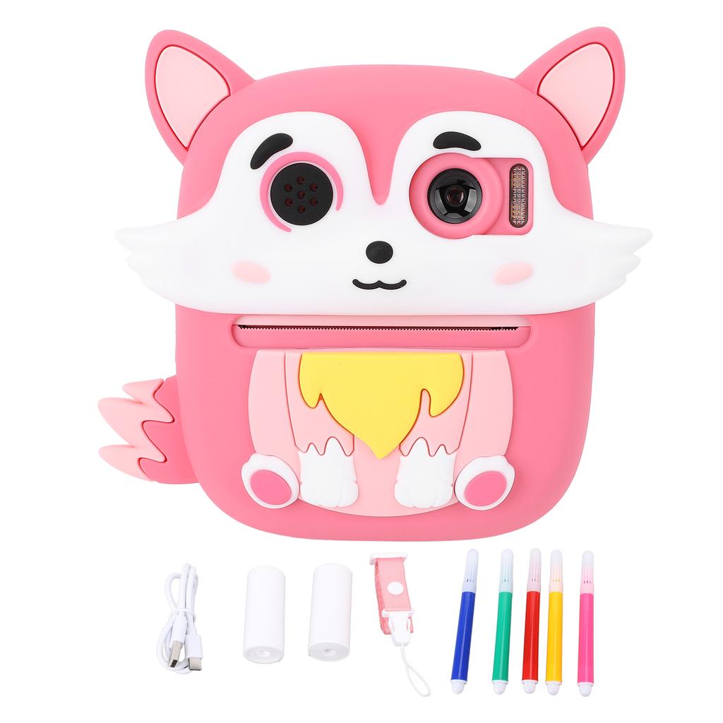 Instant Print Digital Camera 48MP 1080P HD Dual Lens Cute Cartoon Thermal Instant Camera with 2.4