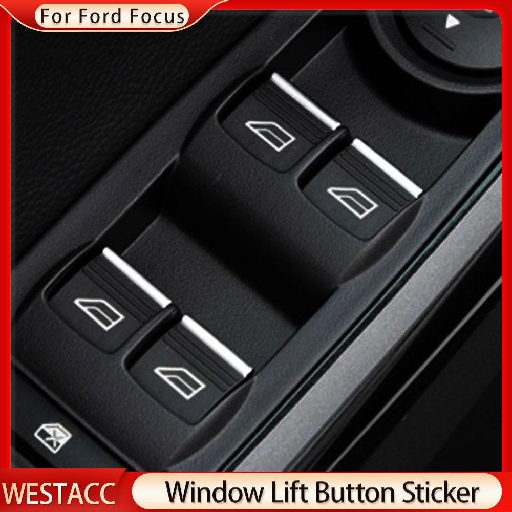 7 Stück/Set ABS Chrom Auto Fensterheber Knopf Pailletten Zieraufkleber für Ford Focus 2 MK2 3 MK3 2005 - 2018