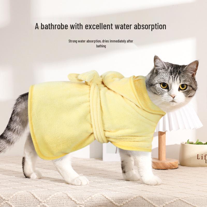 Super Absorbent Microfiber Pet Bathrobe - Quick Dry Dog & Cat Towel