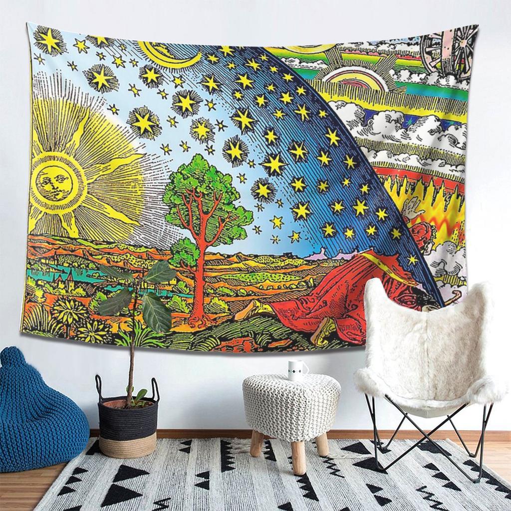 Flammarion Engraving In Color Tapestry Decor Art Aesthetic Tapestries for Living Room Bedroom Home Wall Cloth Wall Hanging