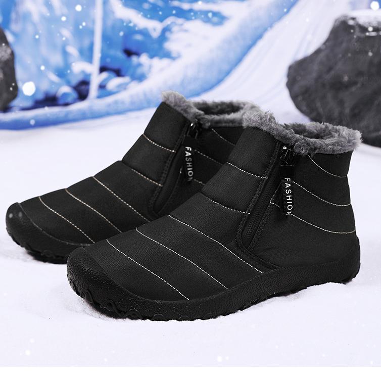 Men Winter Plus Velvet Snow Boots Casual Zipper Warm Outdoor Cotton Shoes Large Middle Top Thick Anti Slip Hiking Shoe 39-46