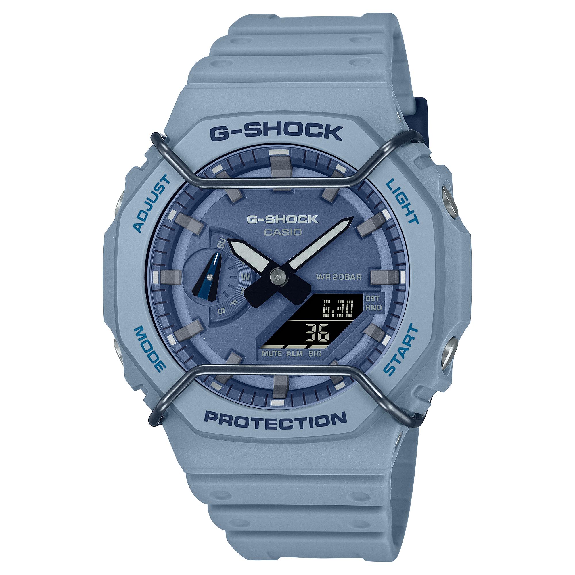 

Casio G-SHOCK Men s Resin 200M Water Resistant Analog Shock Resistant Quartz Watch GA-2100PT-2A синий