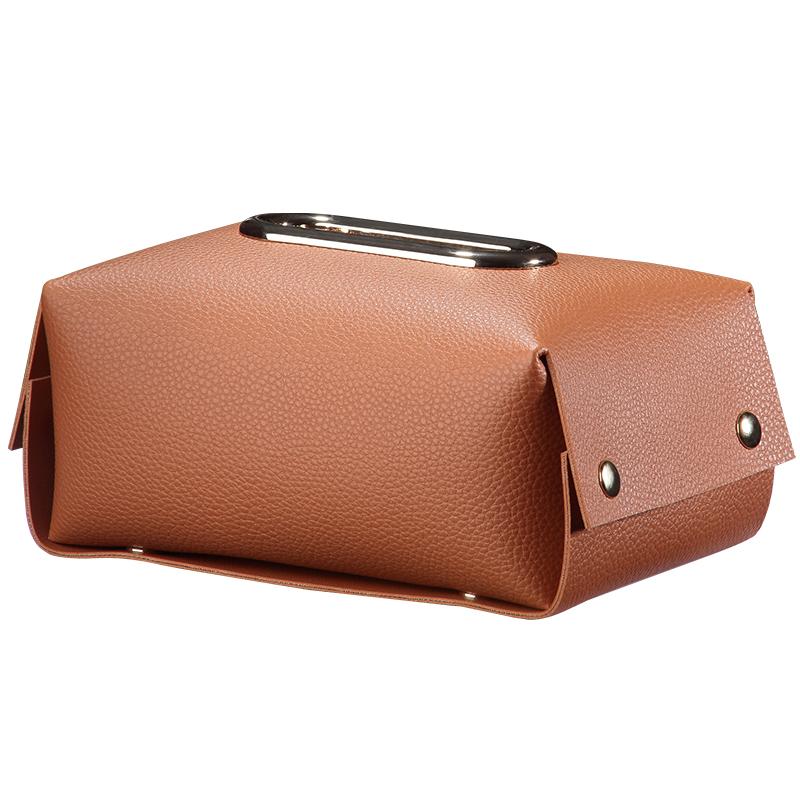 J Nordic style simple modern design living room central table Napkin Holder hand made leather tissue box  Paper Case storage box