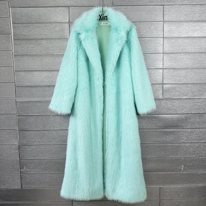 

Women s Thick Fluffy Faux Fur Lapel Long Winter Coat Extra Large