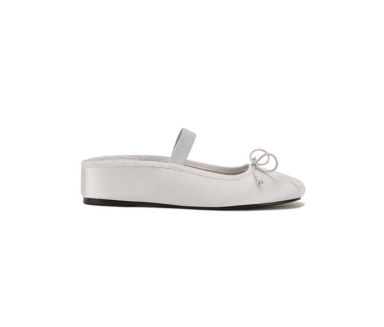 

[] _5cm heightening bow silk Mary Jane single shoes women s half slippers summer 40