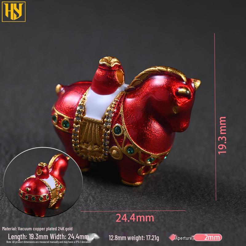 24k Gold-Plated Brass Zodiac Horse Pendant - Chinese Style DIY Jewelry Necklace Accessory