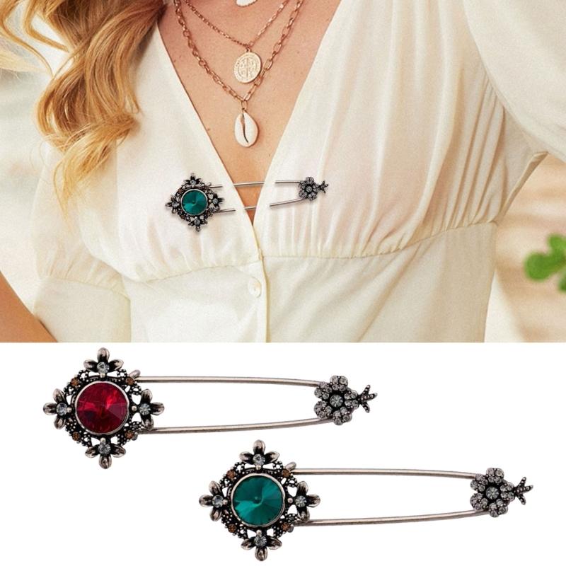 Flower Brooch Scarf Clips Jewelry Brooch Enamel Pin Safety Pins Brooch Retro Lapel Pin for Hat