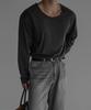 Baulopeulodeogteu Cotton U-Neck Long Sleeve T-Shirt [Charcoal]