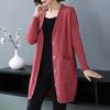 Herfst Dames Vintage Trui Jas V-hals Effen Los Gebreid Vest Eénrijig Casual Gebreid Cardigan Bovenkleding Sueter