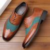 Vintage Fashion New Pointed Mixed Color Lace Up Leather Oxford Shoes Brand Designer Formal Wedding  Dress Homecoming Footwear