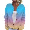 Chaqueta de punto tipo cárdigan de manga larga con estampado a la moda para mujer y botones