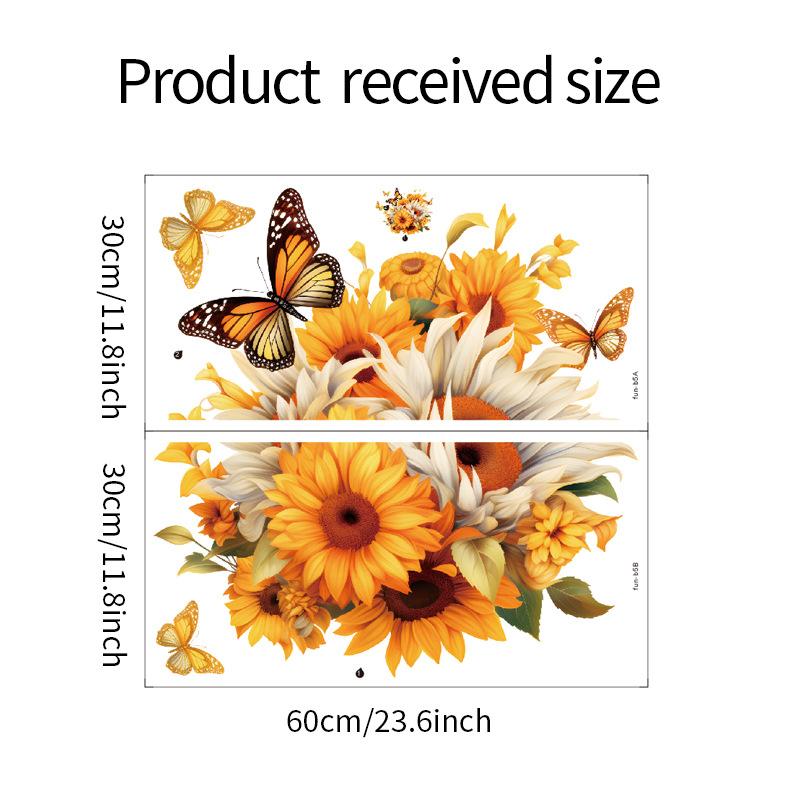 

Нарисованные Подсолнухи Цветы Бабочки Спальня Гостиная Домашний Фон Декоративные Наклейки На Стены 30*60CM*2PCS/fun-b5