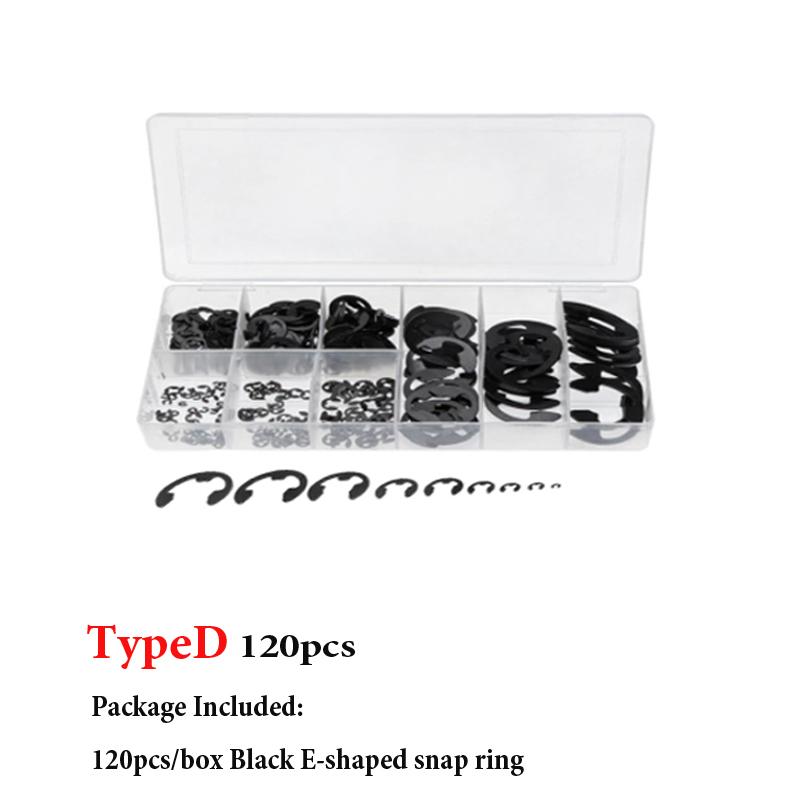 70–600 Stück 3–19 mm Sicherungsring-Sortiment-Set, schwarzer Sicherungsring-Satz und 304 Edelstahl-Kohlenstoffstahl