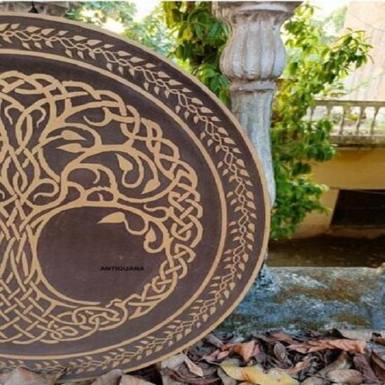 Medieval Wooden Viking Shield - Carving Wooden Round Shield 24'' Inch Wall Art