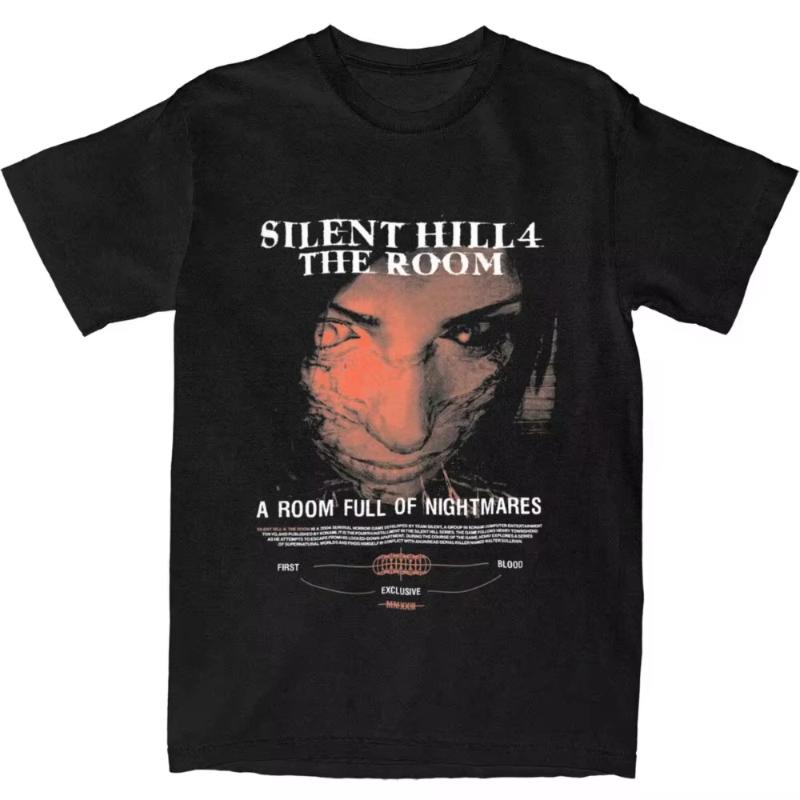 Summer Round Neck Fashionable Tshirt Logo Oversized Top Silent Hill V Tshirt Couple Horror Video Game Retro Cotton Tshirt