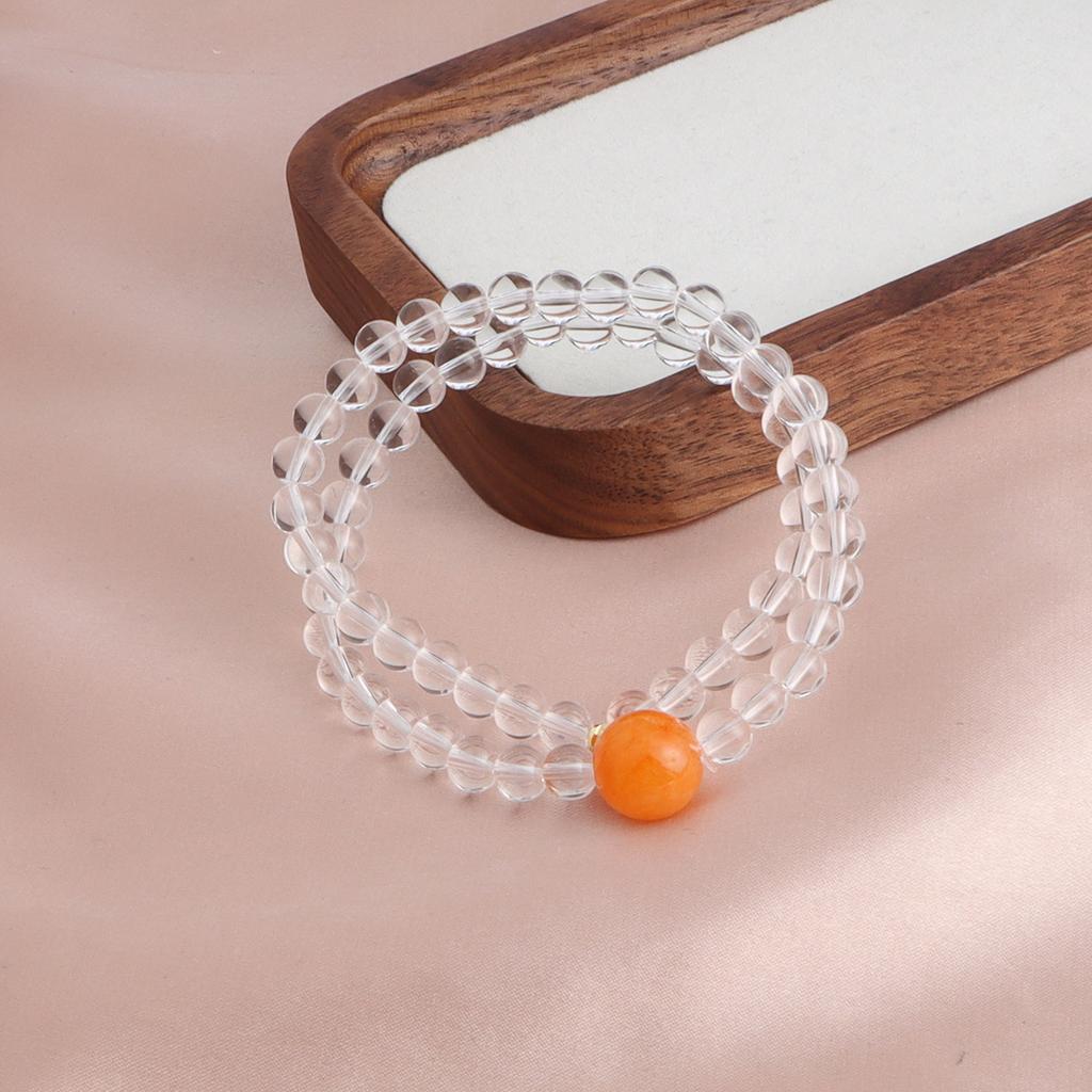 Bracelet Double Circle Natural White Moonlight Aquamarine Powder Crystal Tiger 4 Eyes Amethyst Bracelet Tide Versatile Live