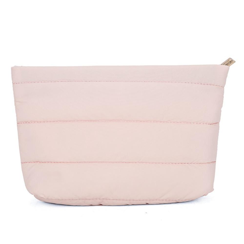 Fashion Quilted Makeup Bag Puffy Padded Large Capacity Travel Toiletry Bag Zipper Solid Color Women Cosmetic Organizer Bag