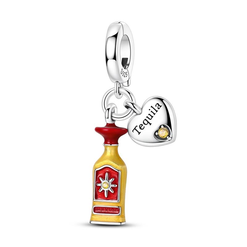 New Original 925 Sterling Silver Beads Charm Liquor Wine Series Clasp Pendant Fit Original Bracelet For Women DIY Jewelry Gift
