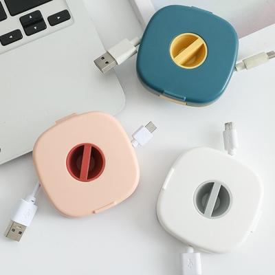 Multi-purpose Portable, Rotatable Data Cable Storage Box with Phone Stand, Mobile Phone Charging Cable Winder