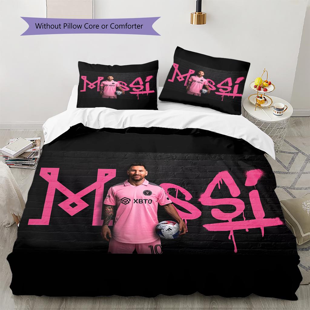 Messi Pattern Bedding Home Decoration Birthday Gift (1 * duvet cover + 2 * pillowcase, without core)
