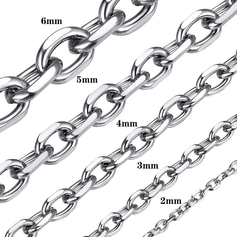 Edelstahl O-Kette für Herren Damen Rolo Halskette für Anhänger Gold/Silber/Schwarz Farbe Kabelglied Geschenk 2mm 3mm 4mm 5mm 6mm Breit