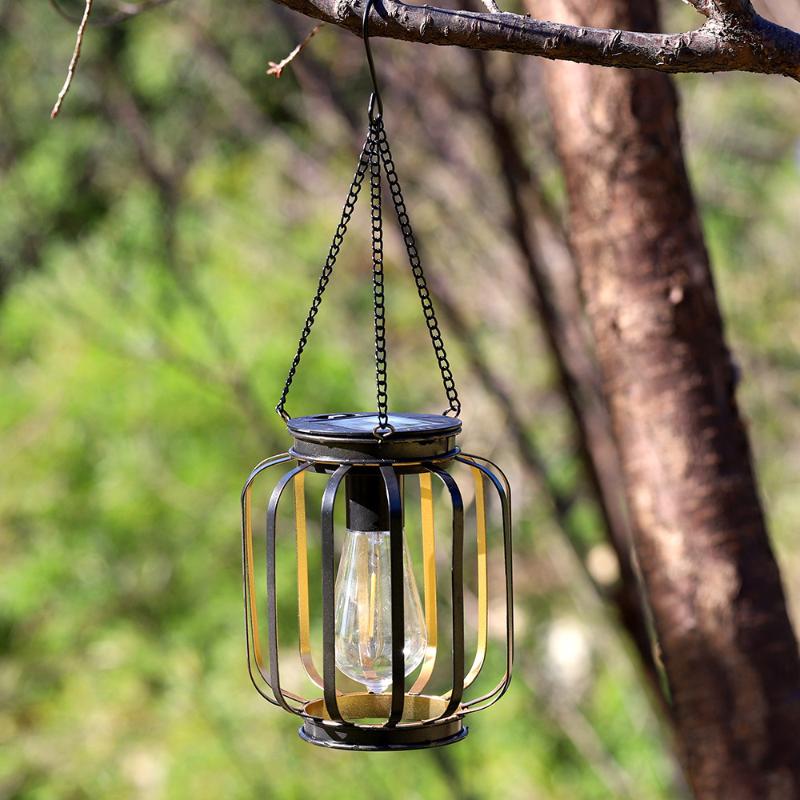 1 Piece Waterproof Decorative Hanging Lights Outdoor Solar Iron Lantern Led Solar Light For Tree Garden Yard Patio Pathway