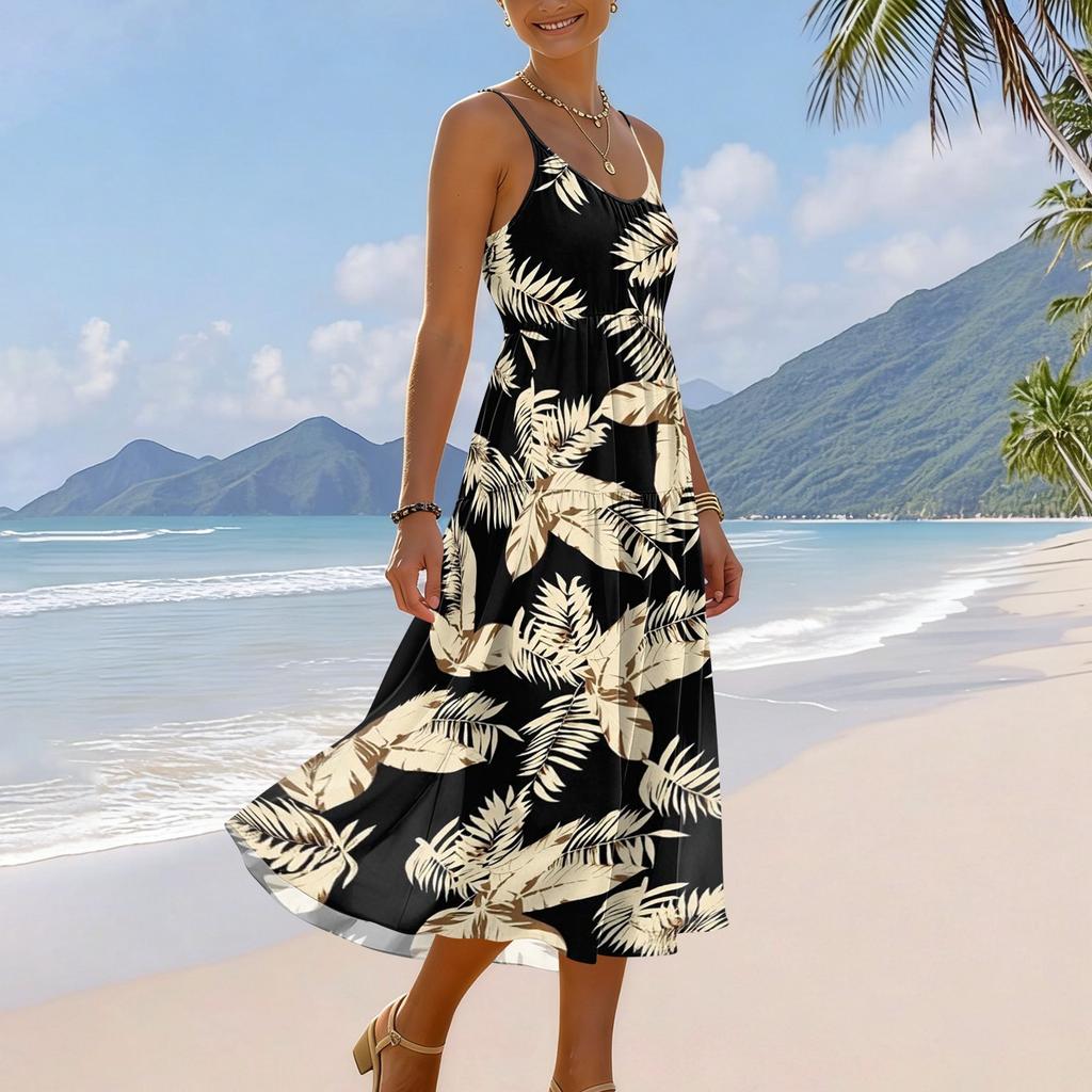 Abiti estivi da donna 2026 Abiti midi casual da donna Abito floreale senza maniche Abito da laurea da donna